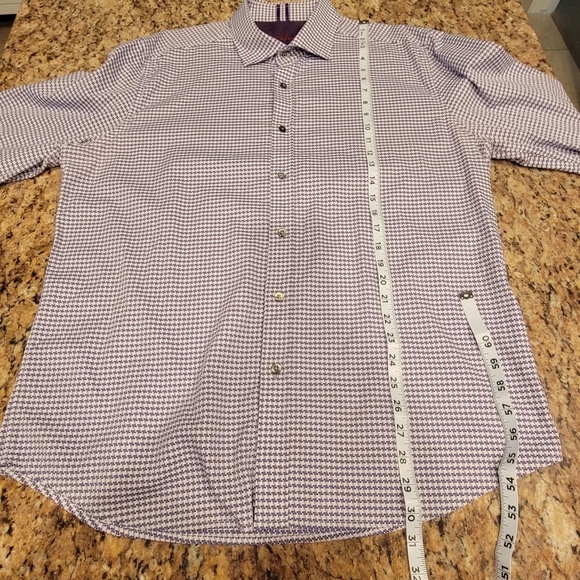 Robert Graham Purple Houndstooth Long Sleeve Button Up Men's Size 2XL - Picture 5 of 8